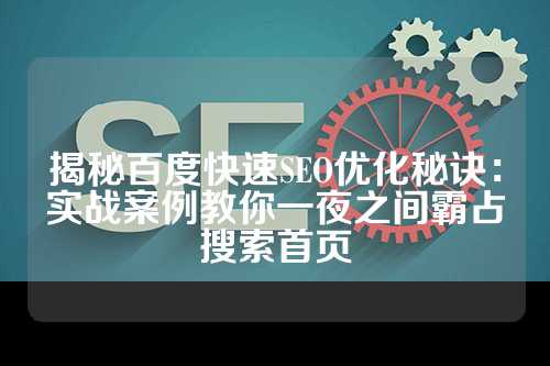 揭秘百度快速SEO优化秘诀：实战案例教你一夜之间霸占搜索首页